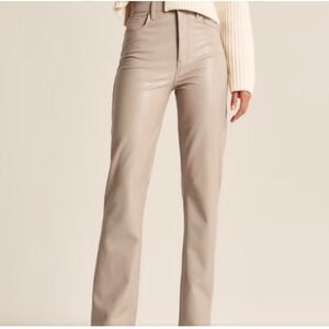 Abercrombie & Fitch The 90s Straight Curve Love‎ 27/4 S Faux Leather Beige Pant